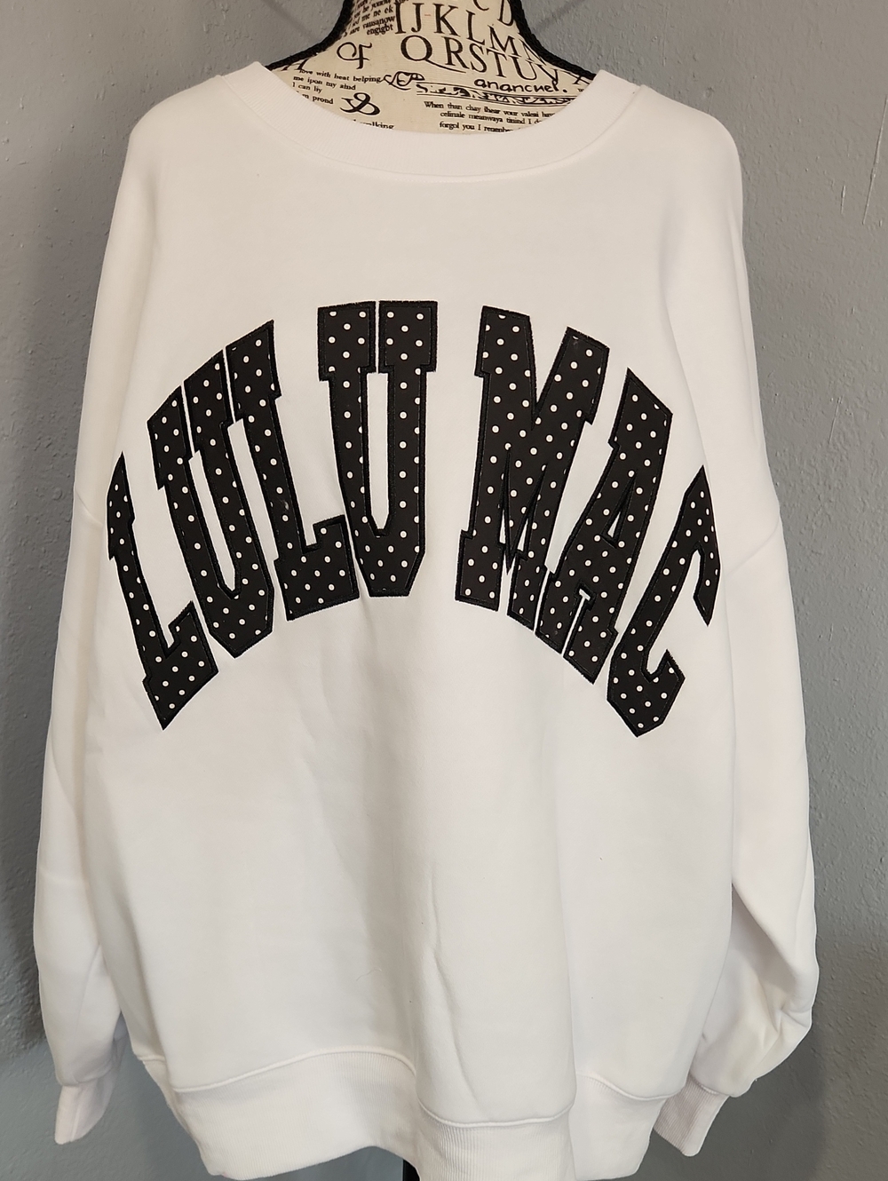 Lulu MAC White Polka Dot Lettering Women's Sweatshirt